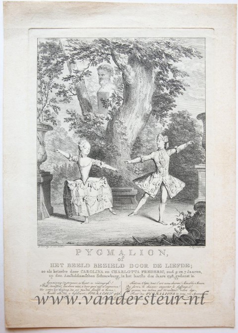 Pygmalion, of het beeld bezield door de liefde : zo als hetzelve door Carolina en Charlotta Frederic, oud 9 en 7 Jaaren, op den Amsteldamschen Schouwburg, in het laatfte des Jaars 1758.