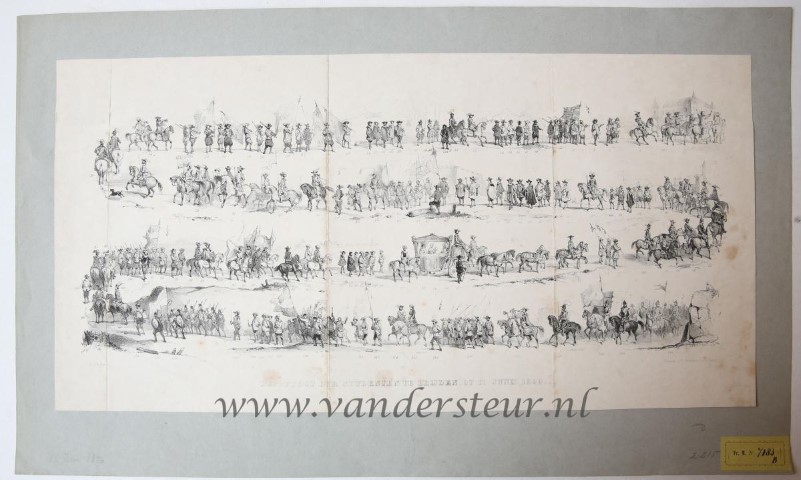 De optogt der studenten te Leijden, op 11 junij 1850. (De optocht der studenten te Leiden op 11 juni 1850).