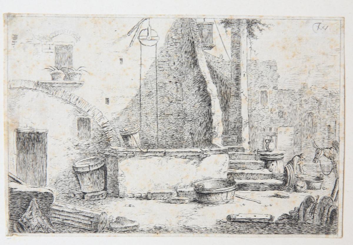 The well [set: Landscape scenes with ruins] (de put met vrouw en ezel).