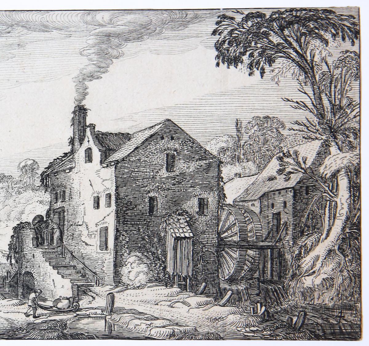 Water-mill near a village [Set title: Landscapes and ruins]/Watermolen bij een dorp.