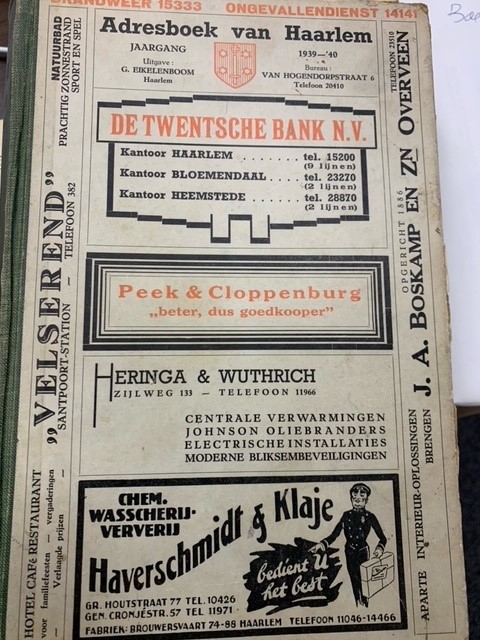 Adresboek van Haarlem, 1939-1940.