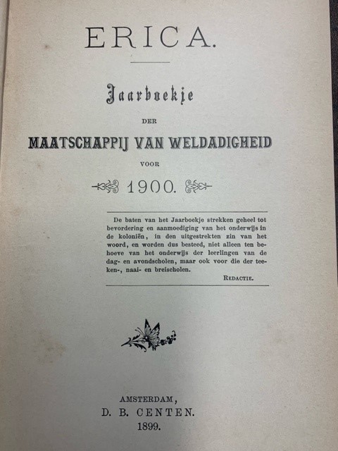 Erica. Jaarboekje der Maatschappij van Weldadigheid. 1900.