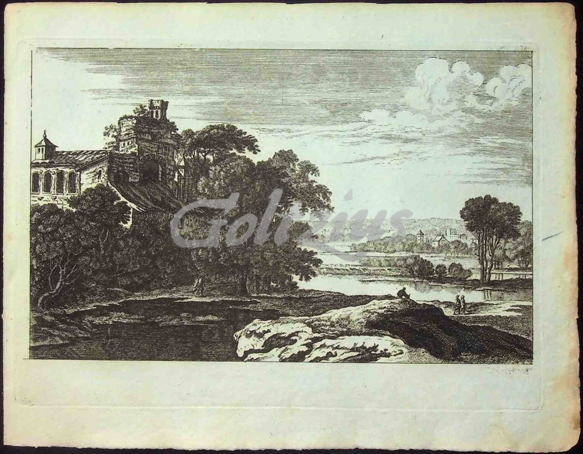 ANONYMOUS, Landscape with river and abbey