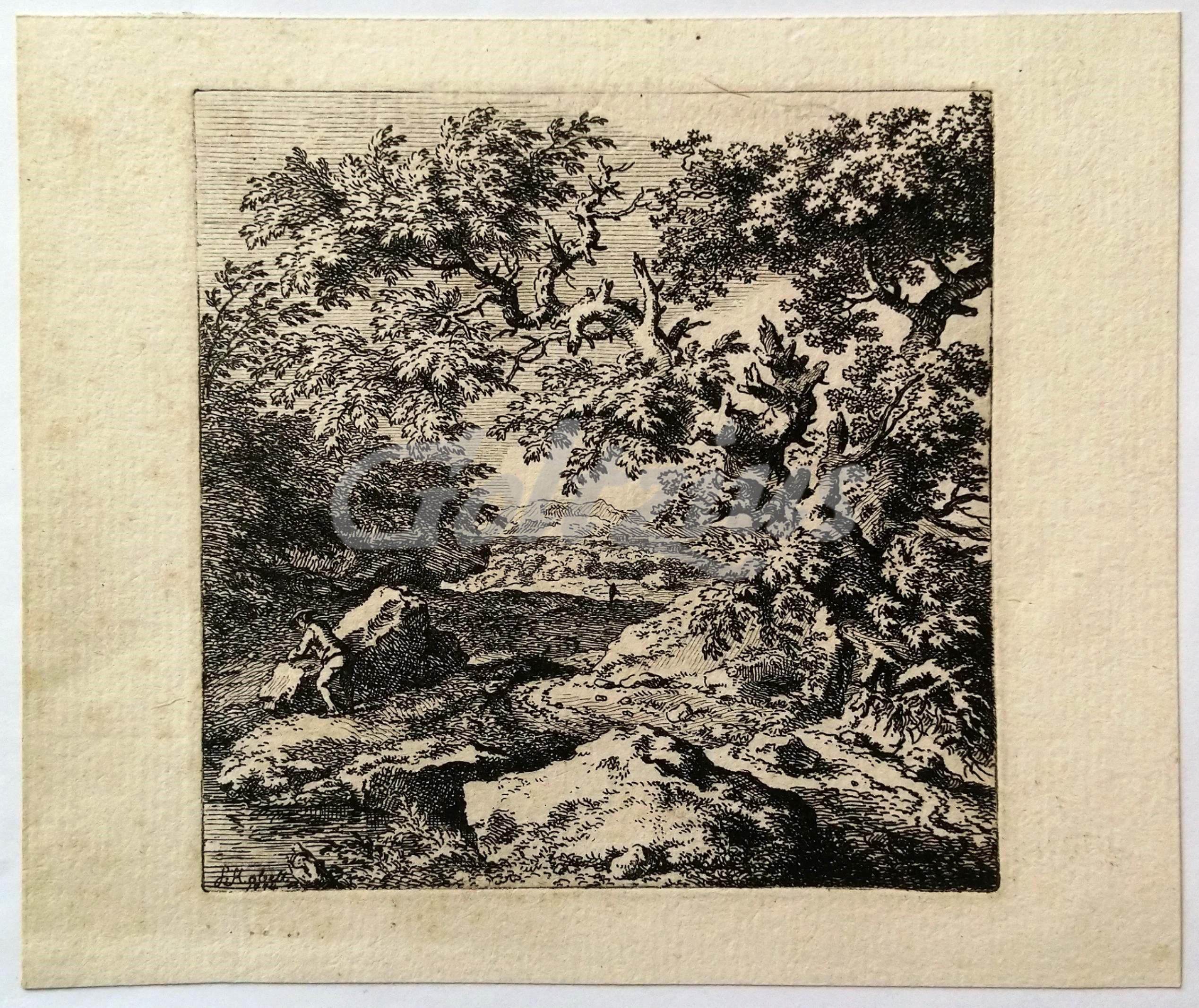KOBELL, FERDINAND, Wooded landscape with figures