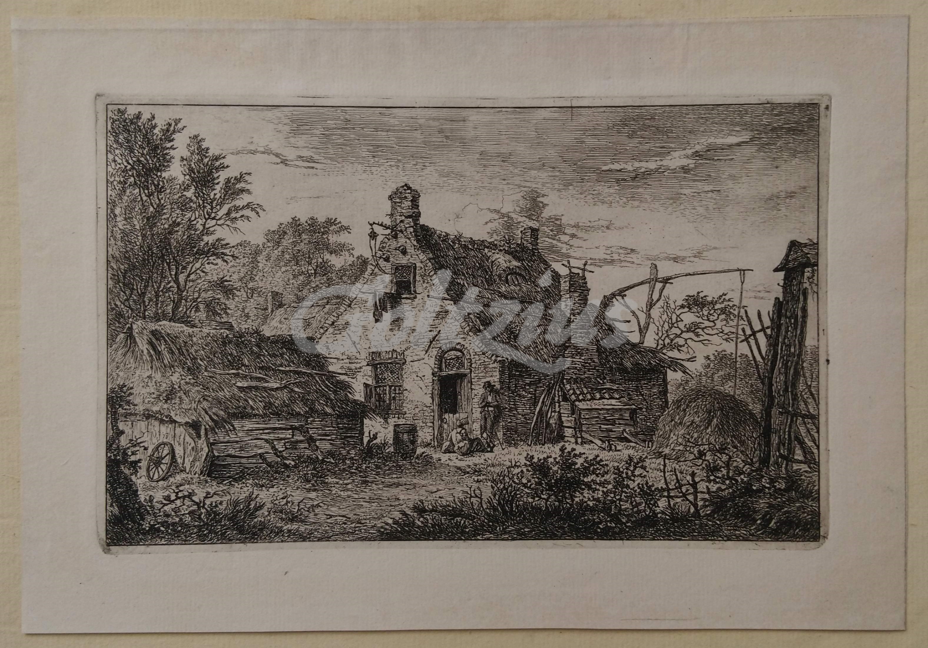 FOCK, HERMANUS (1766-1822), Farm with seated woman and standing man