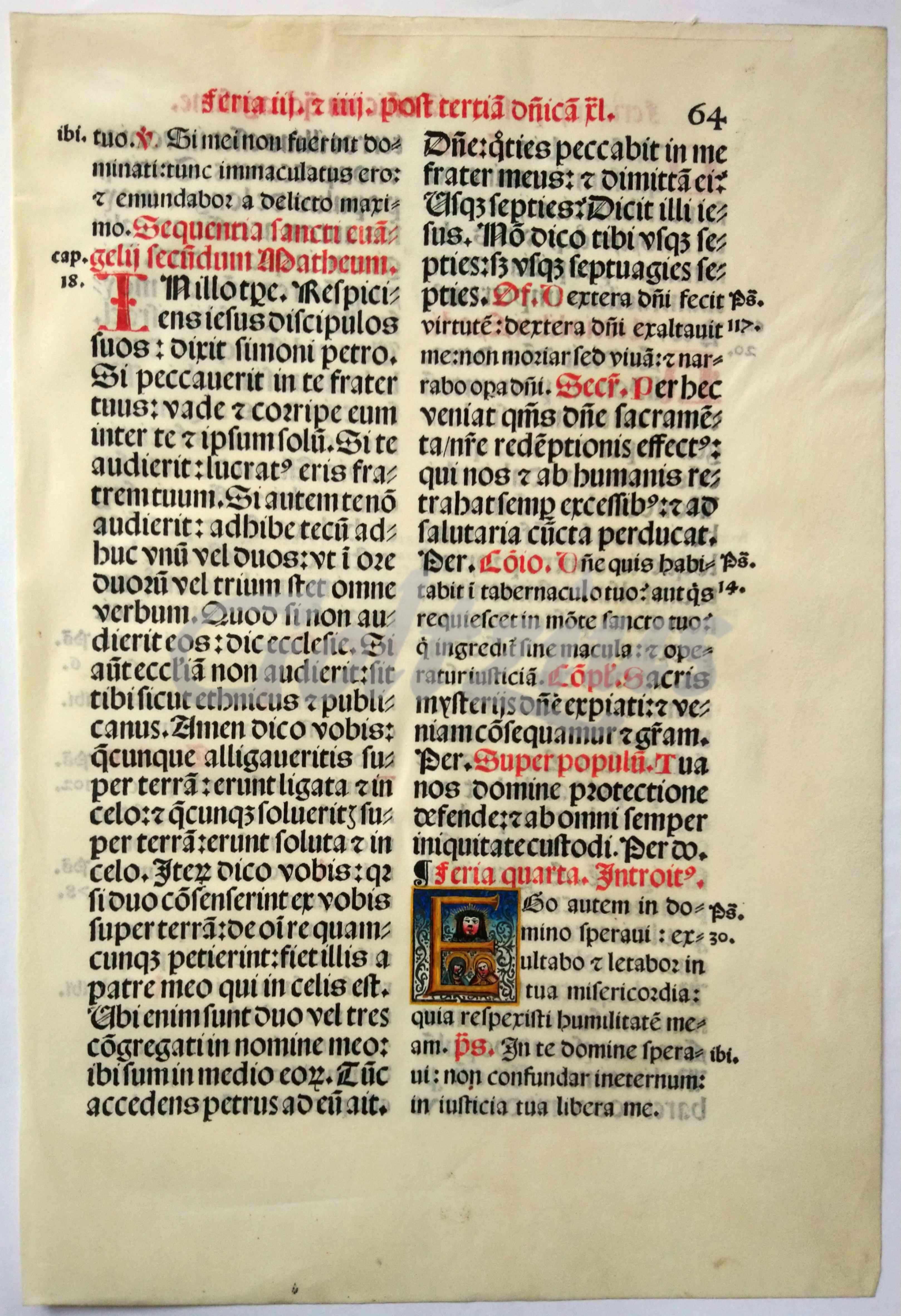 ANONYMOUS, Leaf from a post-incunable Missale Romanum