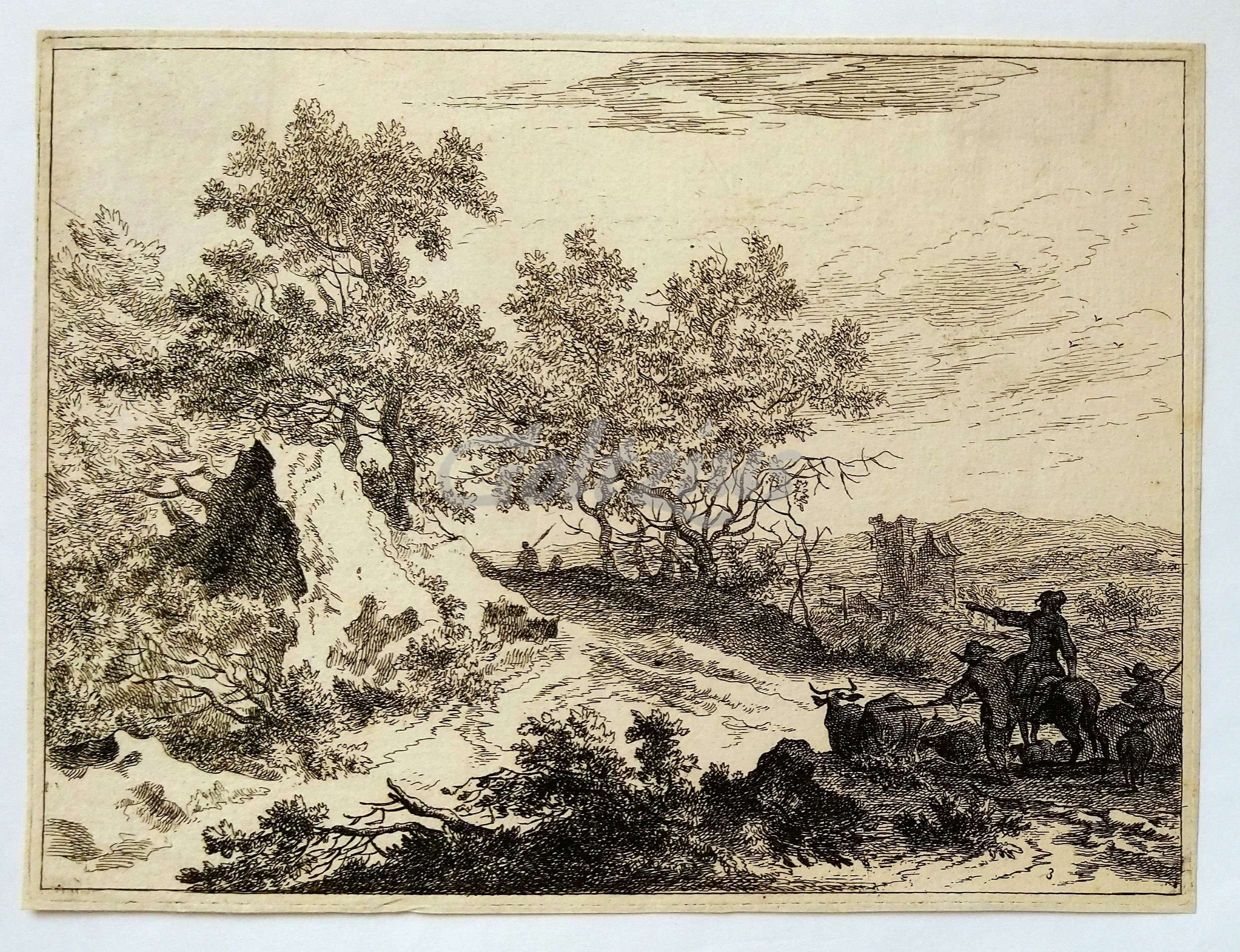 GROENSVELD, JAN, Landscape with shepherd and flock