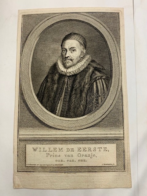 HOUBRAKEN, J., Engraved portrait: Willem de Eerste by J. Houbraken.