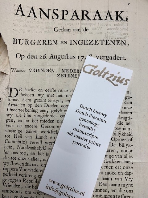 Aansparaak, Gedaan aan de Burgeren en Ingezetenen, Op den 26. Augustus 1748 vergadert.