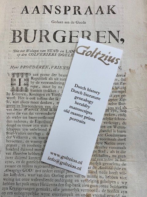 Aanspraak Gedaan aan de Goede Burgeren, die tot Welzyn van stad en land, op den 9. Augustus 1748, op den Colveniers Doelen vergadert zyn geweest.
