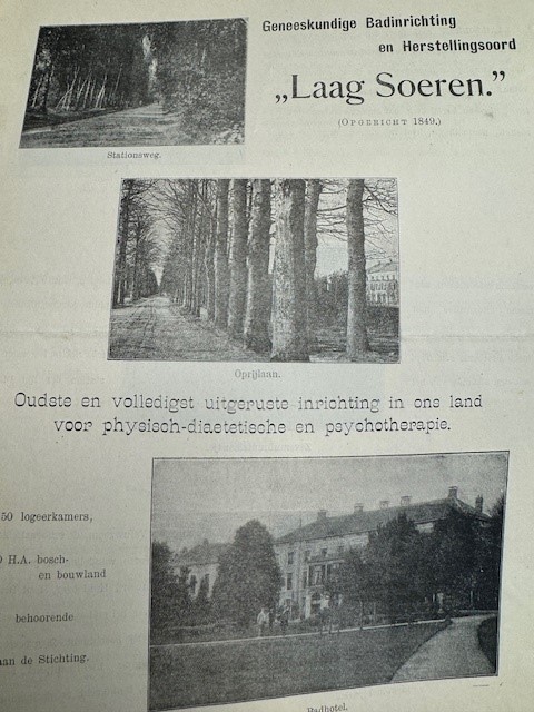 Geneeskundige Badinrichting en Herstellingsoord Laag Soeren opgericht 1849.