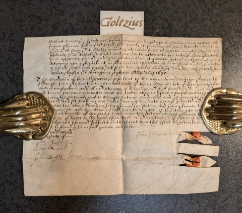 PLUMMER, Handwritten obligation on parchment, 1675