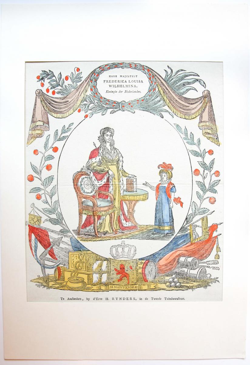 Centsprent: Hare Majesteit Frederica Louisa Wilhelmina, Koningin der Nederlanden.