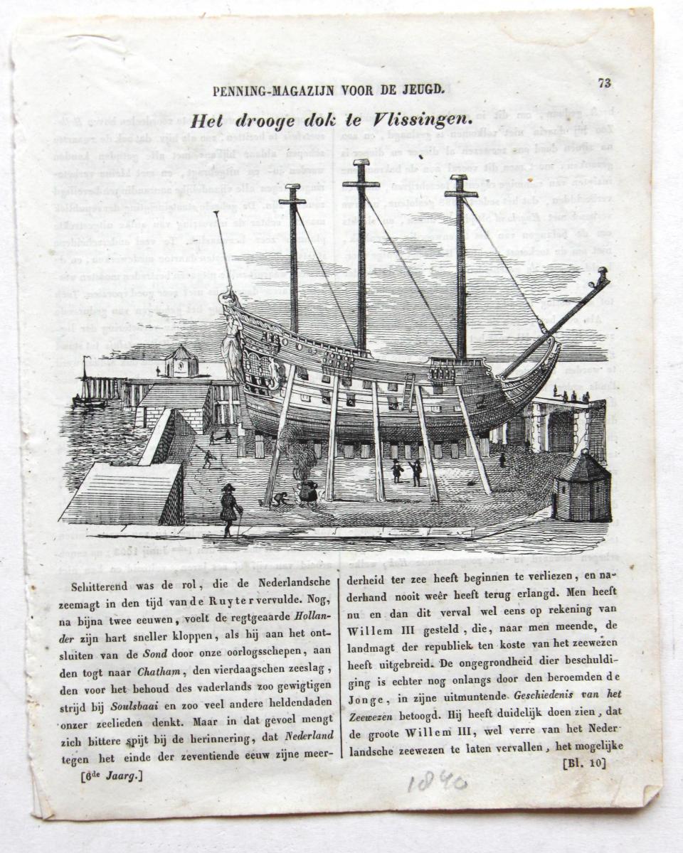 ‘Hollandsche Penning-magazijn voor de jeugd’: Het drooge-dok te Vlissingen (dry-dock/ droogdok Vlissingen) 1840.