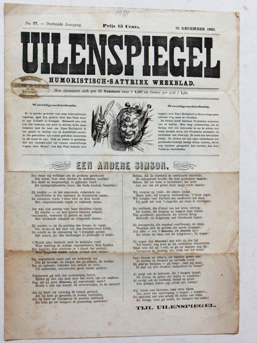 Fragment of humoristic-satirical magazine ‘Uilenspiegel’, 1881.